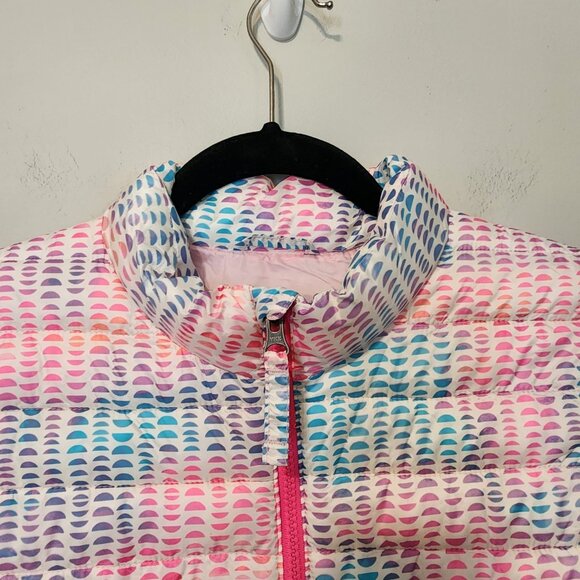Lands End XL Girls PrimaLoft Down Vest Multicolor Patterned Zip-Up pockets - Picture 2 of 9